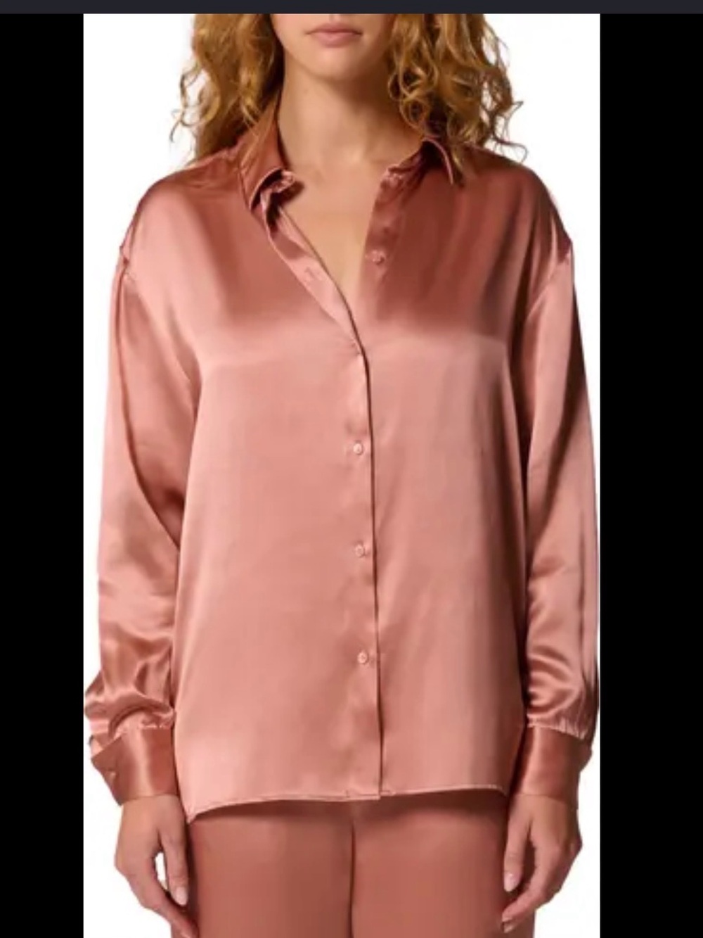 Free People Intimately Satin Silky Blouse Dusty Rose  Academia Casual Street,XS